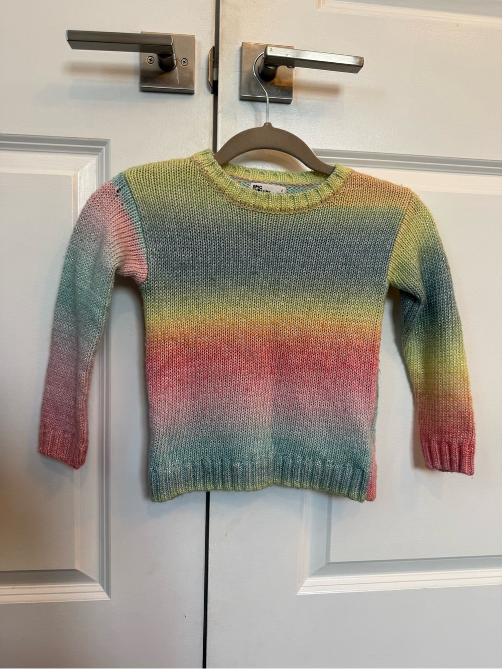 Epic Threads Girls Rainbow Gradient Knit Sweater - Pink Green Yellow Blue